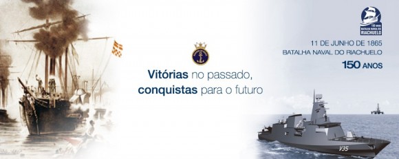 Banner Riachuelo 150 anos com Corveta Tamandaré - V35 - ilustração Marinha do Brasil