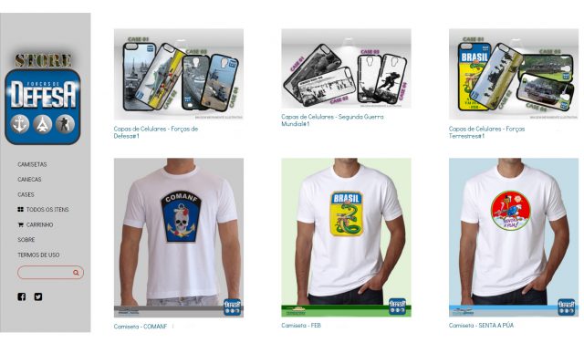 Camisetas e cases da Defesa Store – www.defesastore.com.br