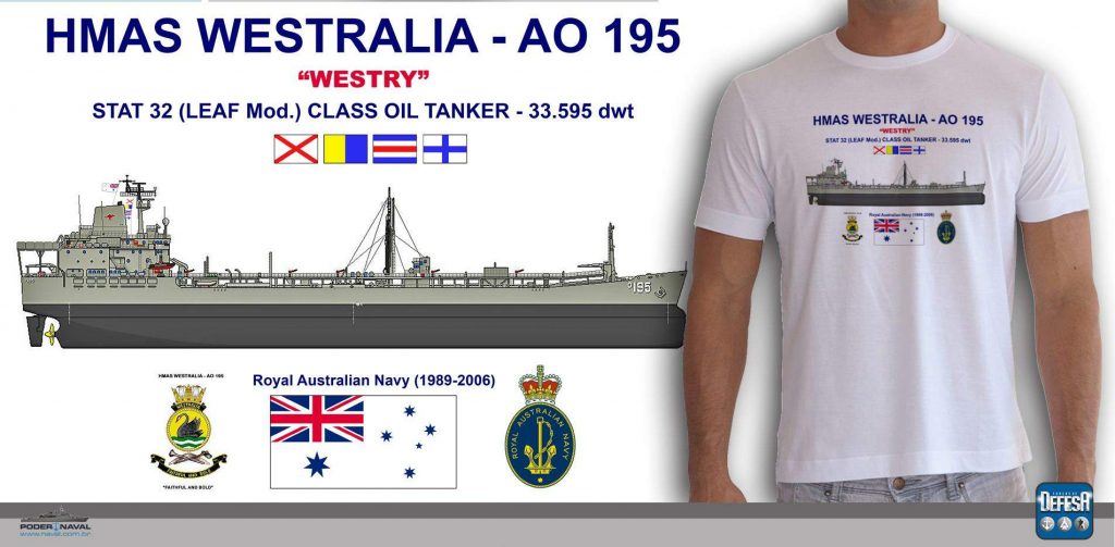 Camiseta do navio-tanque HMAS Westralia  – www.defesastore.com.br