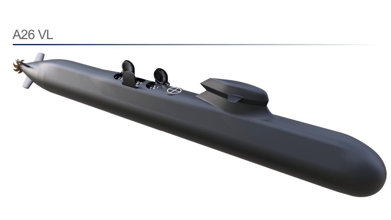 Submarino A26 VL, com módulos de lançadores de mísseis de cruzeiro