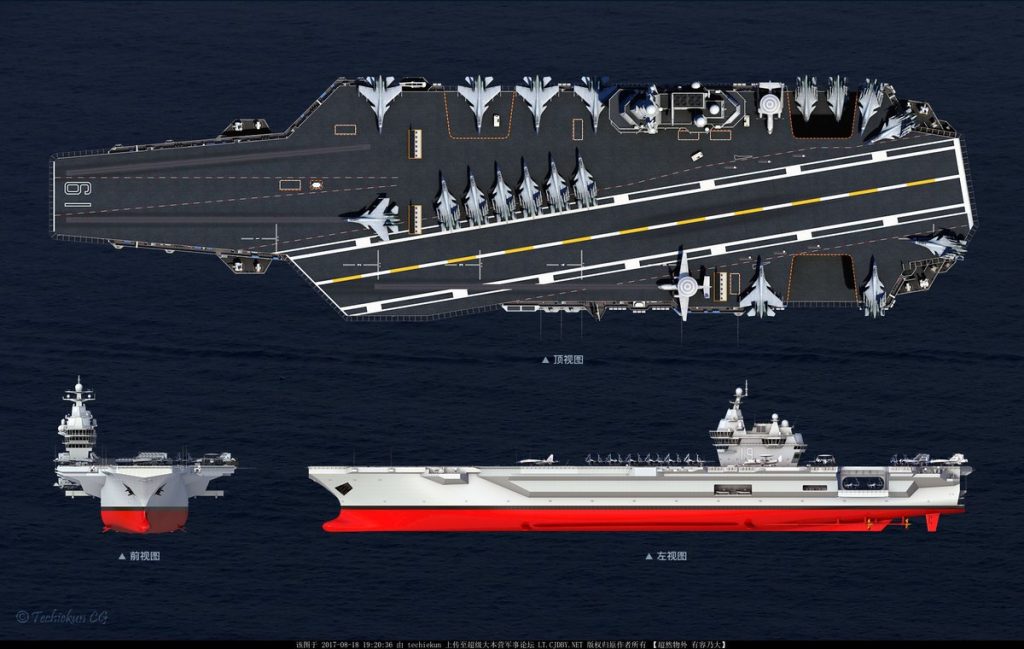 Concepção do futuro navio-aeródromo Type 002