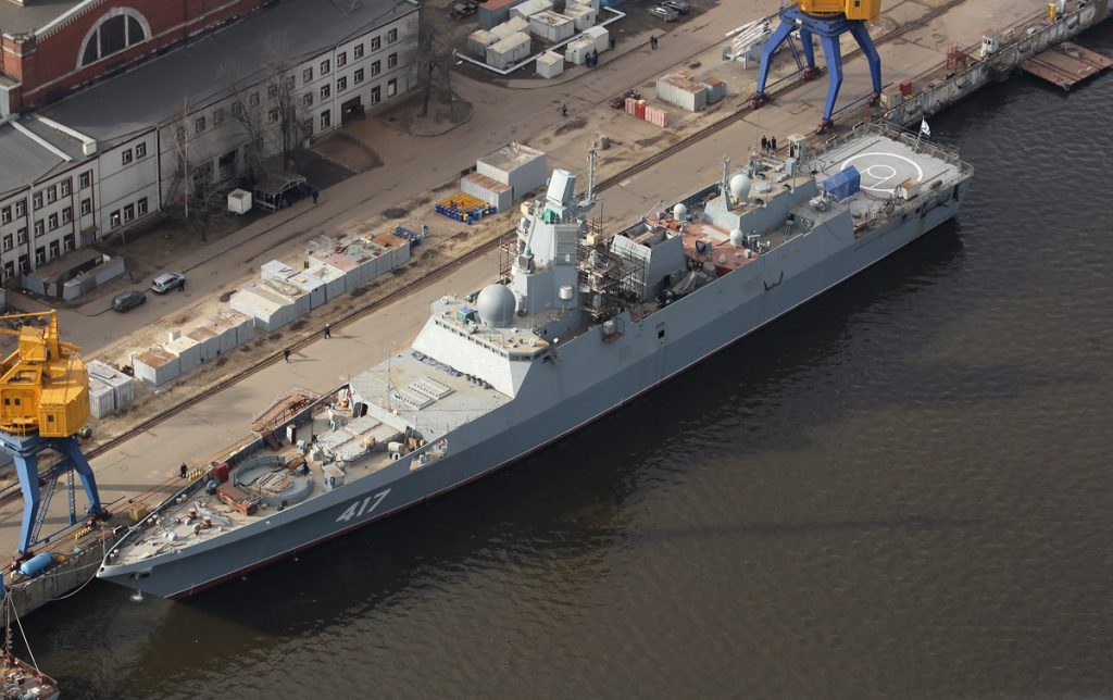 Vista aérea da Almirante Gorshkov quando estava em término de construção