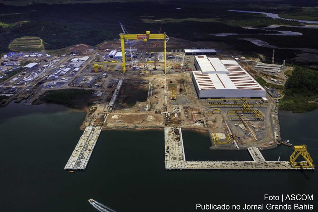 Vista aérea do Enseada Indústria Naval, antigo Estaleiro Enseada do Paraguaçu