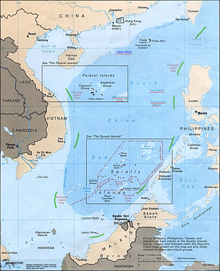 A "linha de nove traÃ§os" que descreve as reivindicaÃ§Ãµes chinesas no mar do sul da China