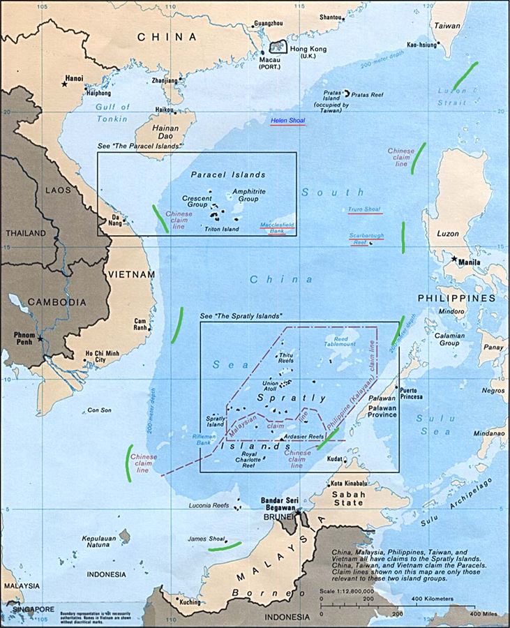 A "linha de nove traços" que descreve as reivindicações chinesas no mar do sul da China