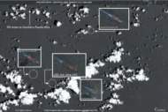 Satélite Sentinel-2 registra força anfíbia dos EUA a aproximadamente 550 km da costa da Venezuela
