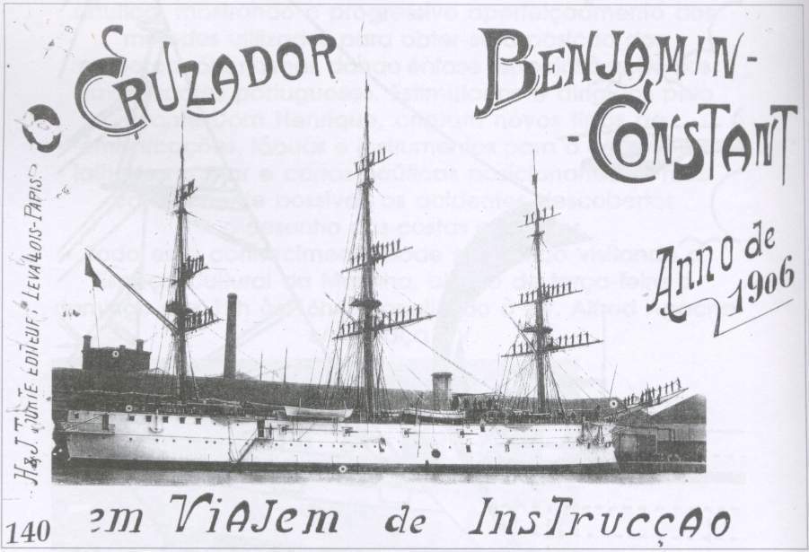 Pagina inicial de uma reportagem sobre a Viagem de Instrução do Cruzador-Escola Benjamim Constant em 1906. (ilustração: via José Henrique Mendes)