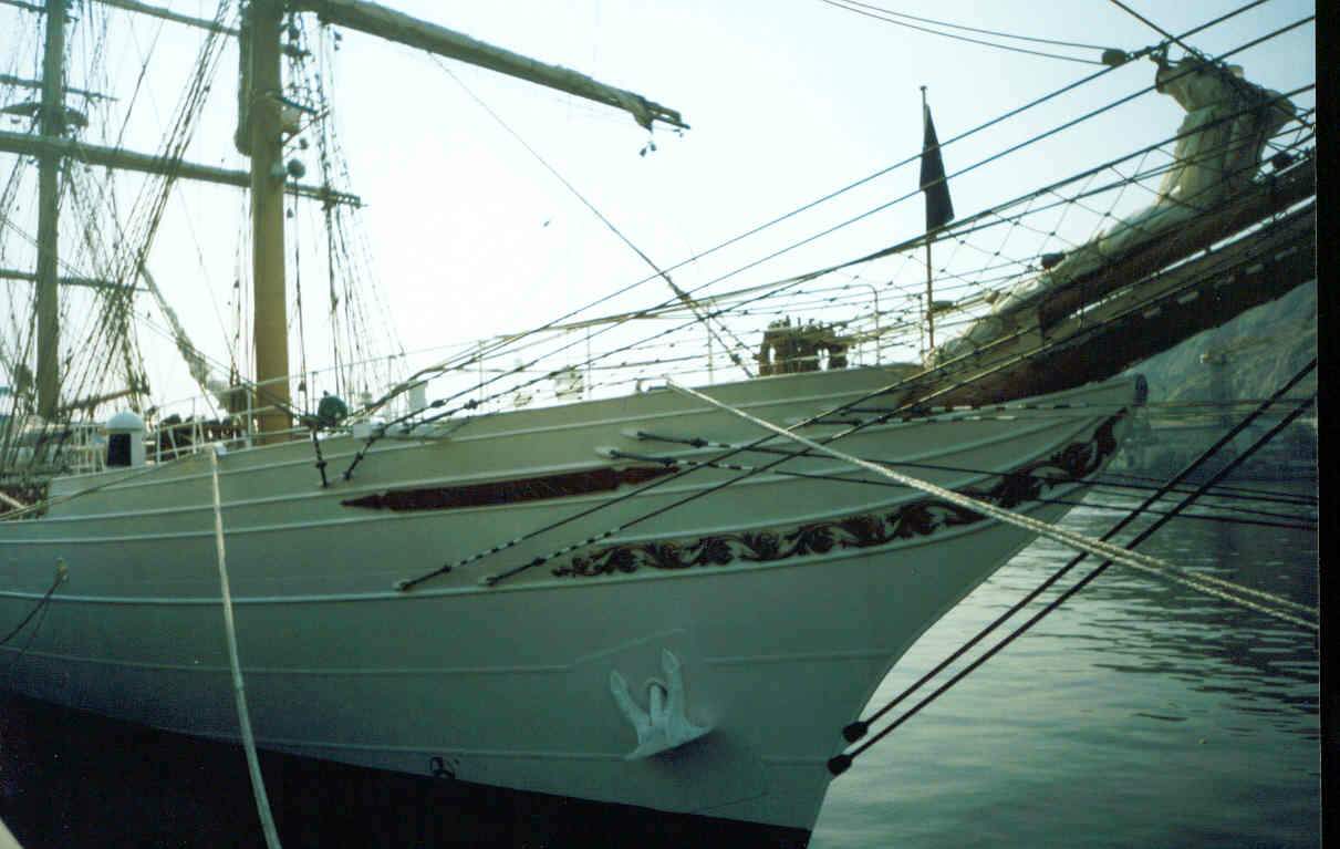 Destalhes da proa do Cisne Branco, atracado na Base Naval do Rio de Janeiro. (foto: Gustavo)